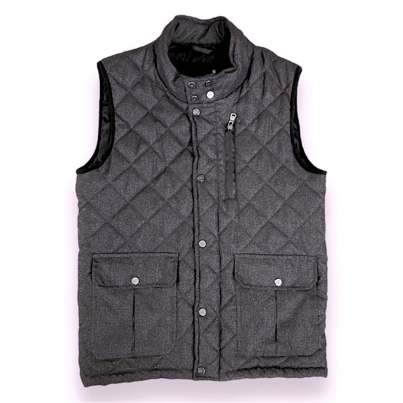 American Stitch Charcoal Gray Diamond Quilted Button Zip Front Vest Men’s Medium - Picture 3 of 7